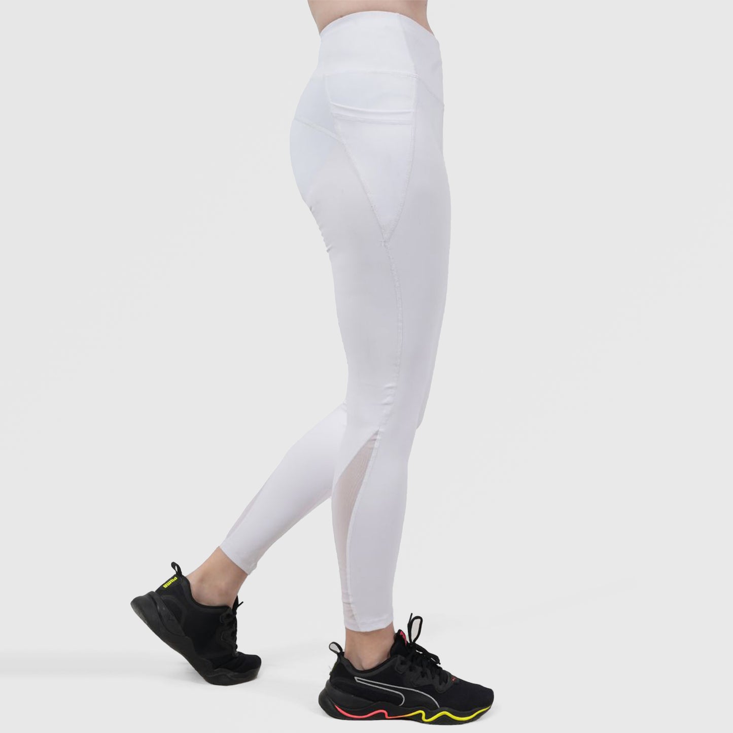 Side Mesh Fitness Leggings (White)