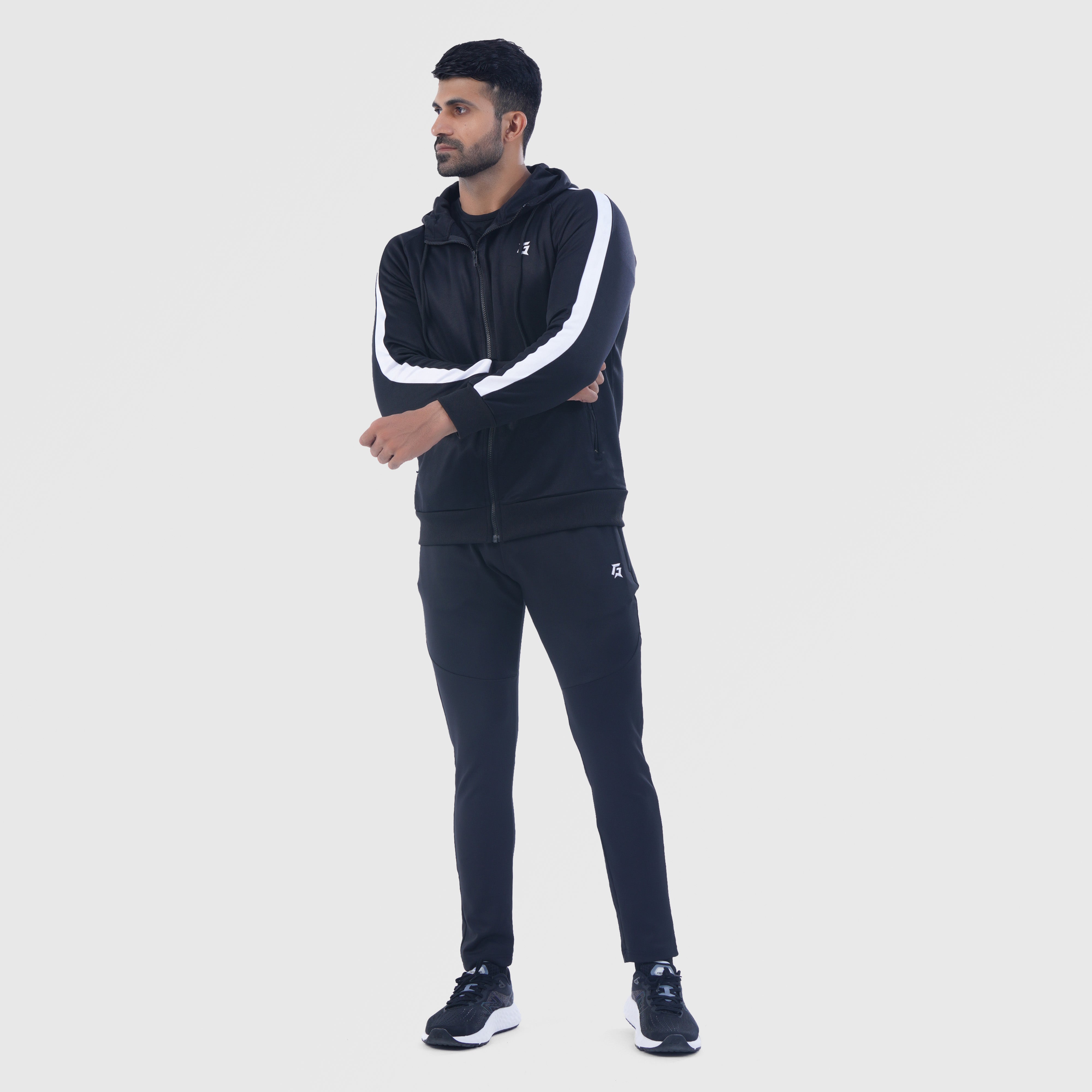 Poly Tracksuit Zipper Hoodie (Black)