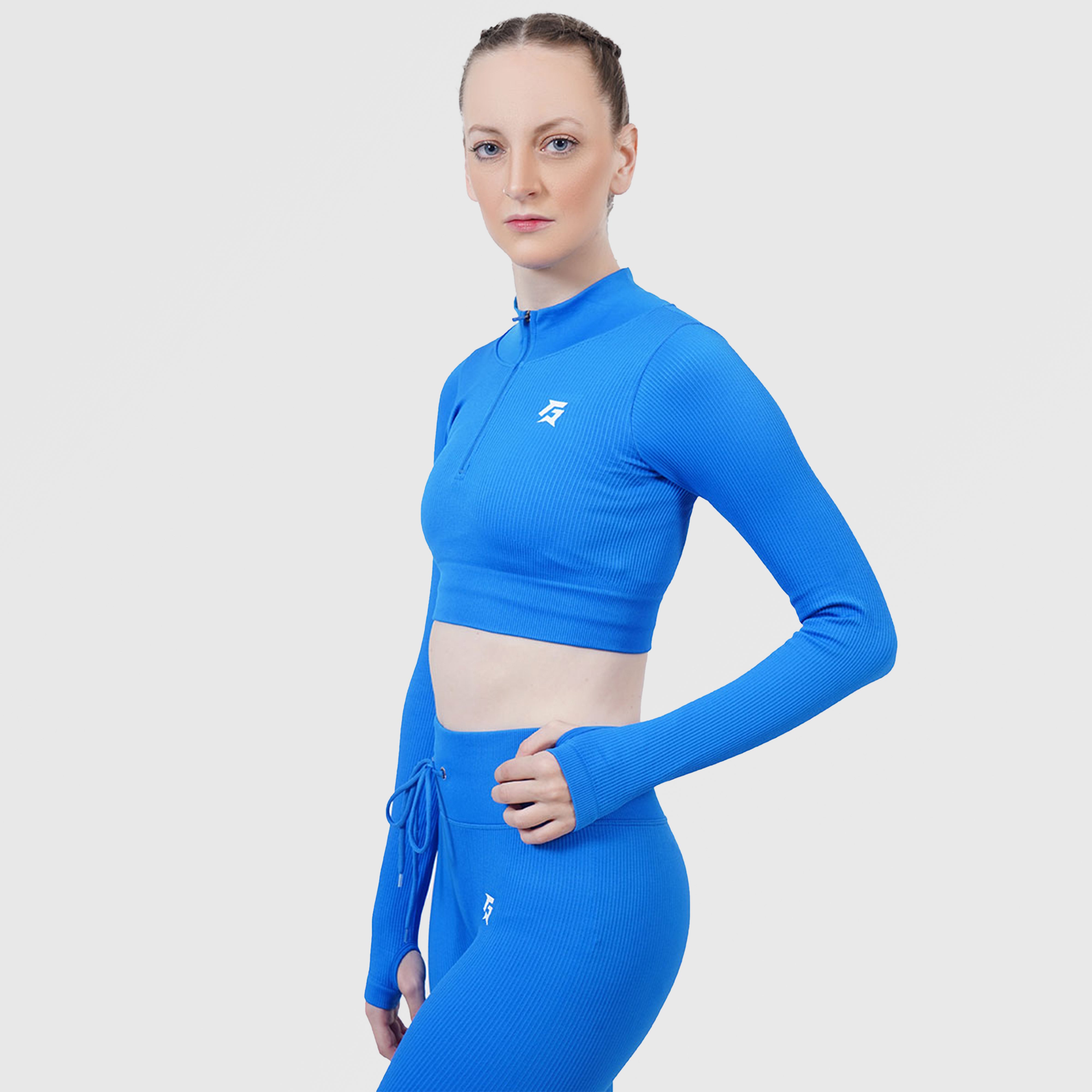Fitness Ribbed Crop Top (Blue)