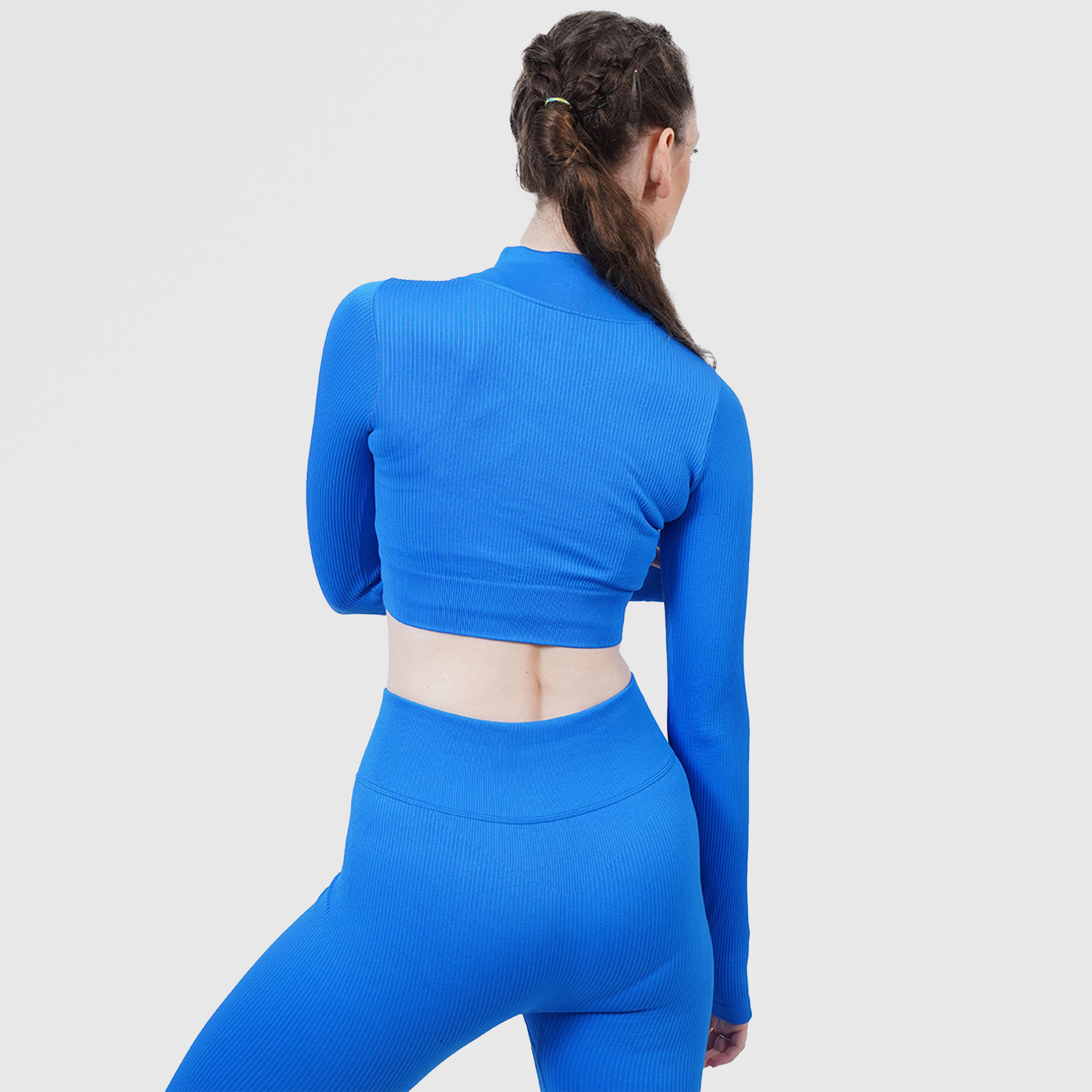 Fitness Ribbed Crop Top (Blue)