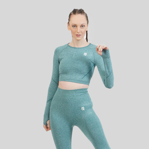 Fitness Ruched Seamless Crop Top (Green)